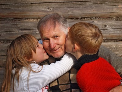 grandfather with kids